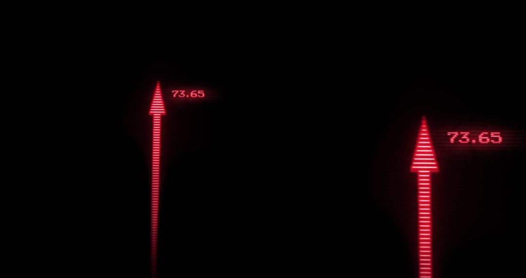 Digital Red Arrows with Numerals on Black Background