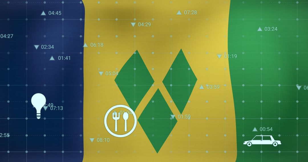 Digital Interface and Data Over Saint Vincent and the Grenadines Flag