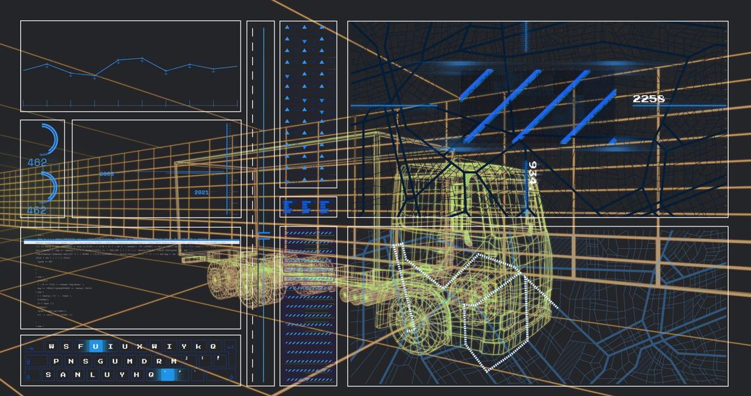 Wireframe Forklift in Digital Analytics Interface