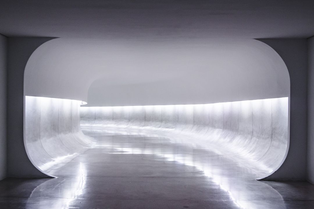 Futuristic White Curved Hallway with Neon Lights - Free Images, Stock Photos and Pictures on Pikwizard.com