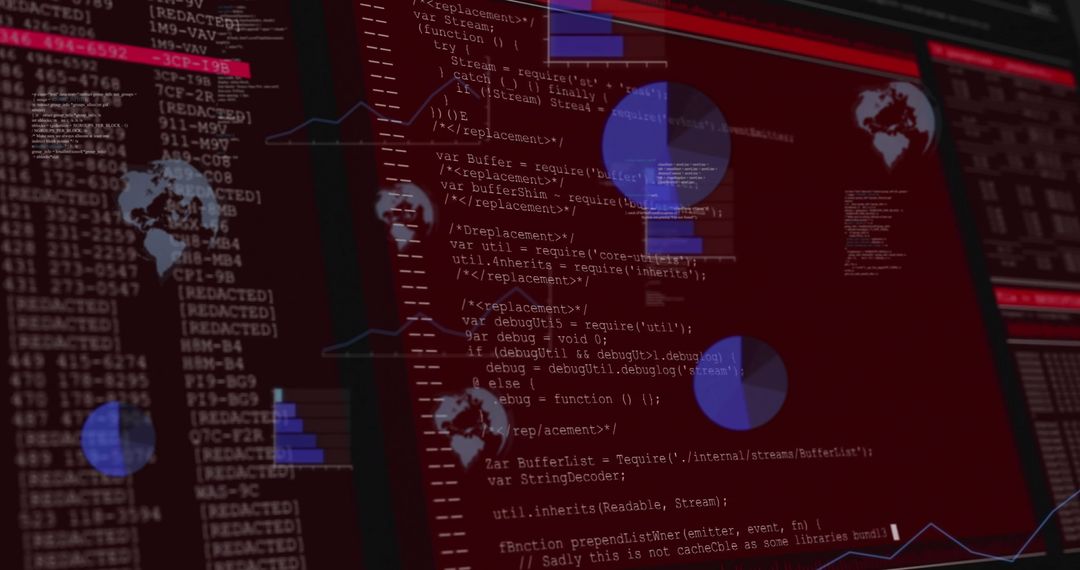 Digital Code with Graphs Indicating Advanced Cybersecurity Analytics