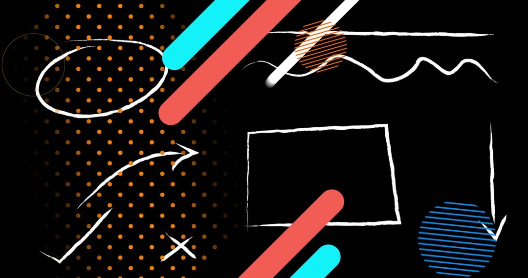 Abstract Colorful Dynamic Design Elements on Black Background
