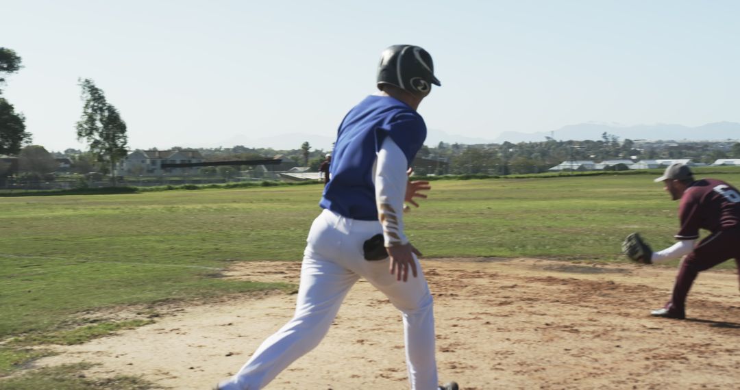 Baseball Players Competing Intense Game of Speed and Skill