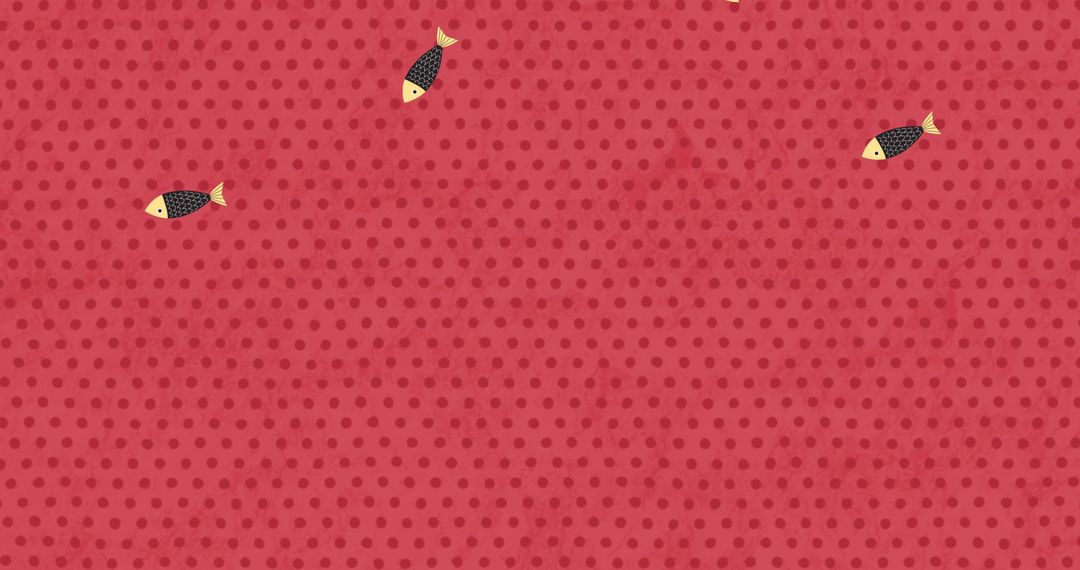Bright Fish Pattern on Dotted Red Background