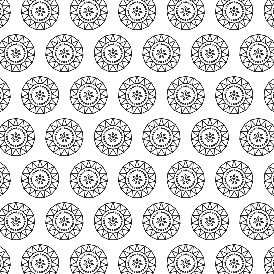 Black Vintage Circles Seamless Pattern Illustration Transparent Background