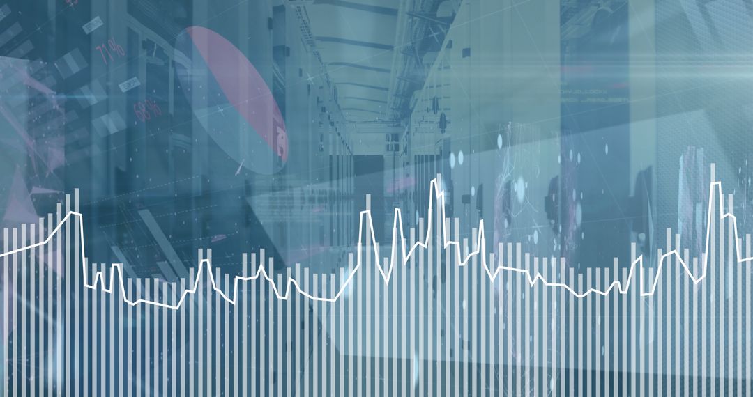 Financial Data Analysis Overlaying Server Room
