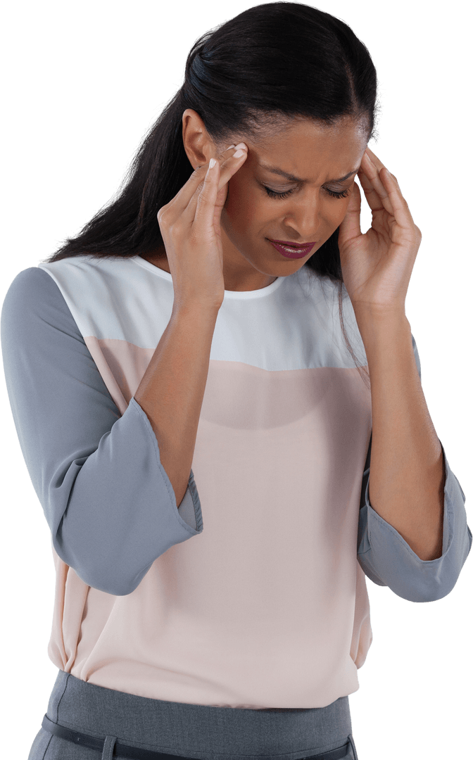 Transparent Businesswoman Suffering Headache