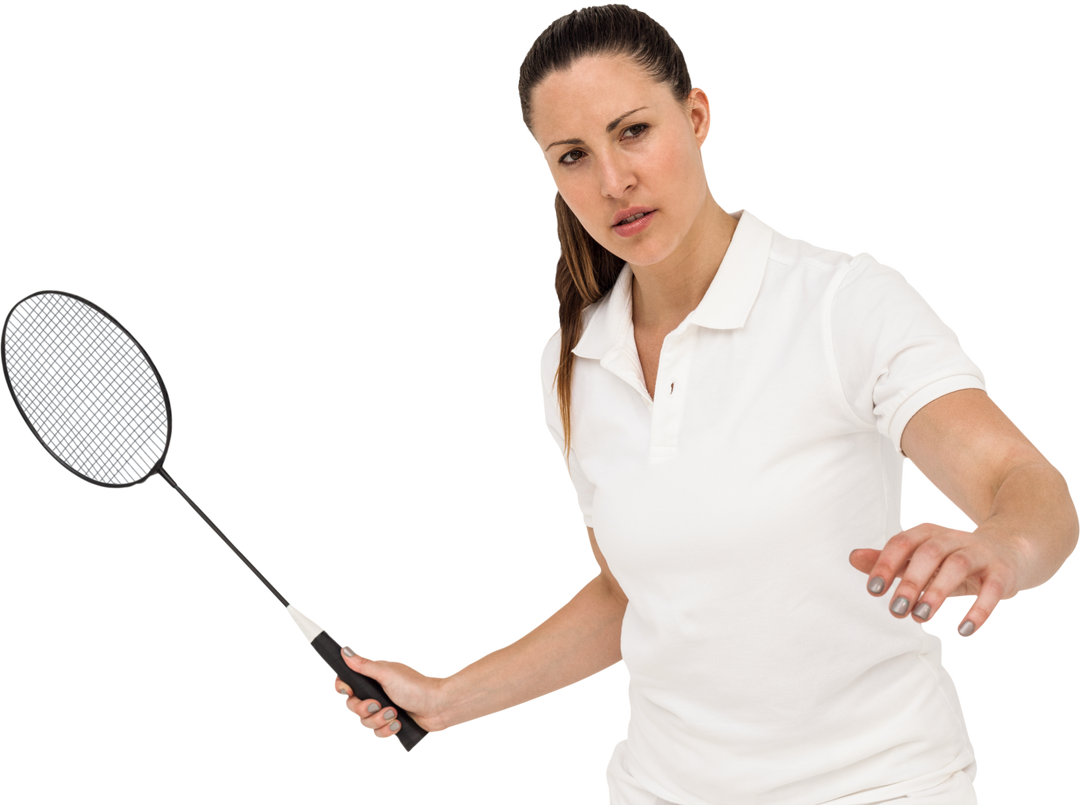 Focused Female Badminton Player with Racket in Transparent Background - Download Free Stock Images Pikwizard.com