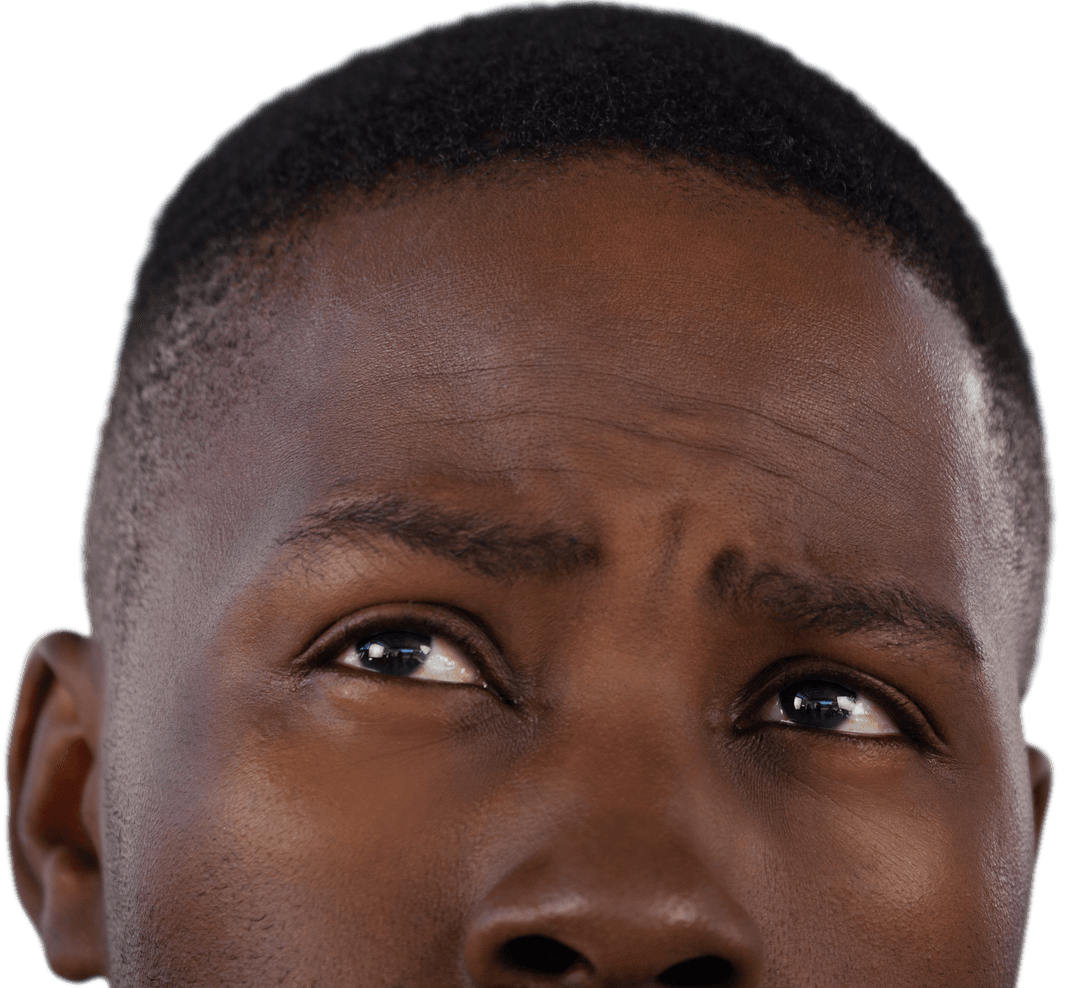 Thoughtful African American Man Isolated Transparent Background