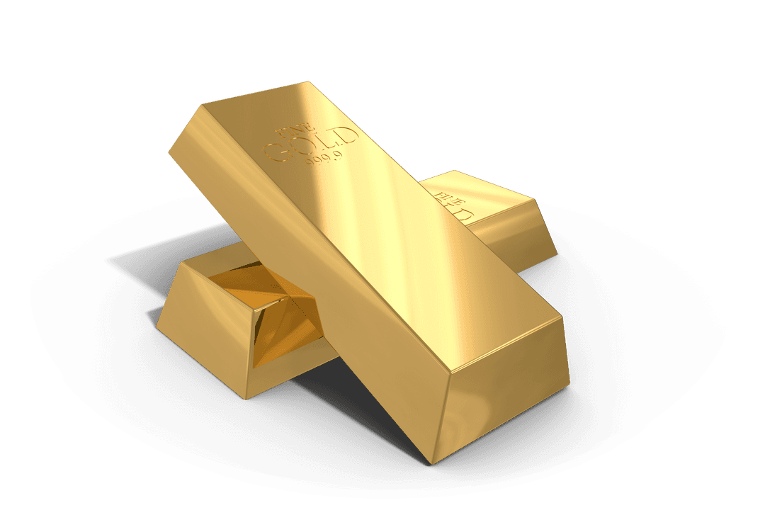 Isolated Gold Bars On Transparent Background Indicating Wealth and Investment