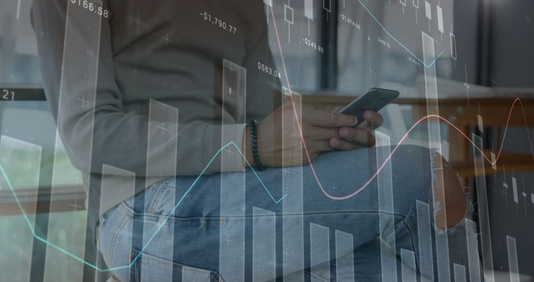 Tech-Savvy Man Analyzing Business Data on Smartphone