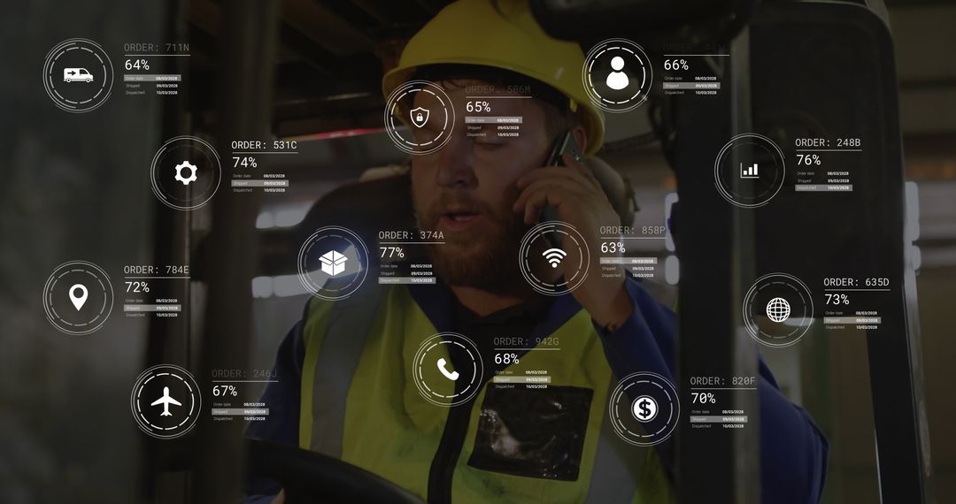 Warehouse Worker Utilizing Smart Technology for Efficient Logistics Management