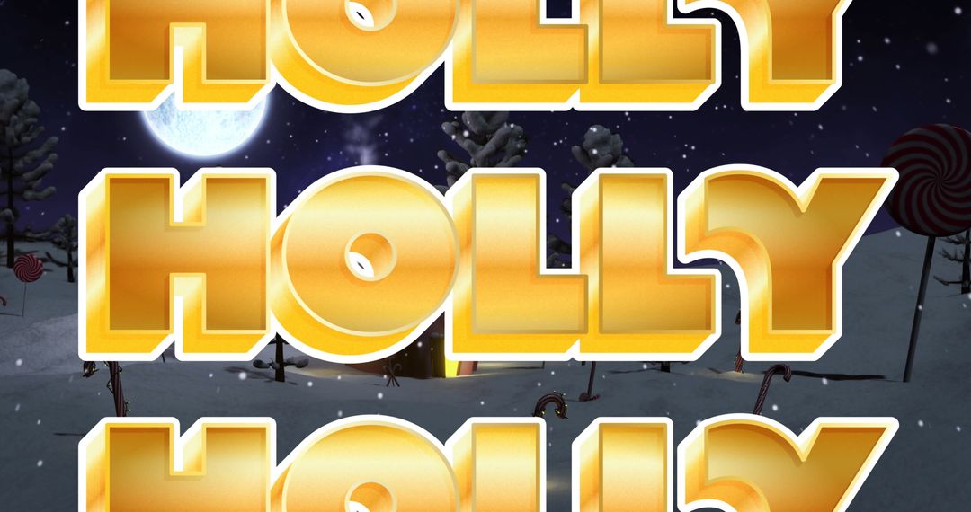 Christmas Holly Text Over Snowy Winter Landscape