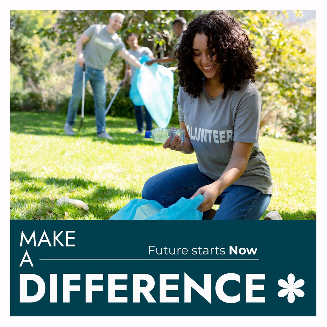 Young Volunteer Collecting Litter in Park on Make a Difference Day - Download Free Stock Templates Pikwizard.com