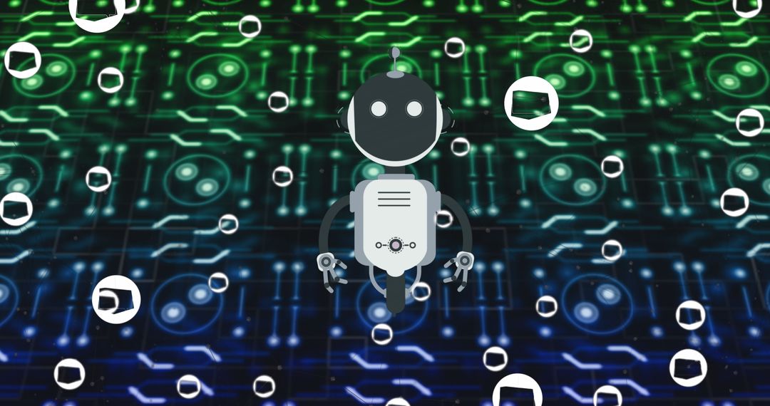 Artificial Intelligence Robot with Futuristic Digital Background