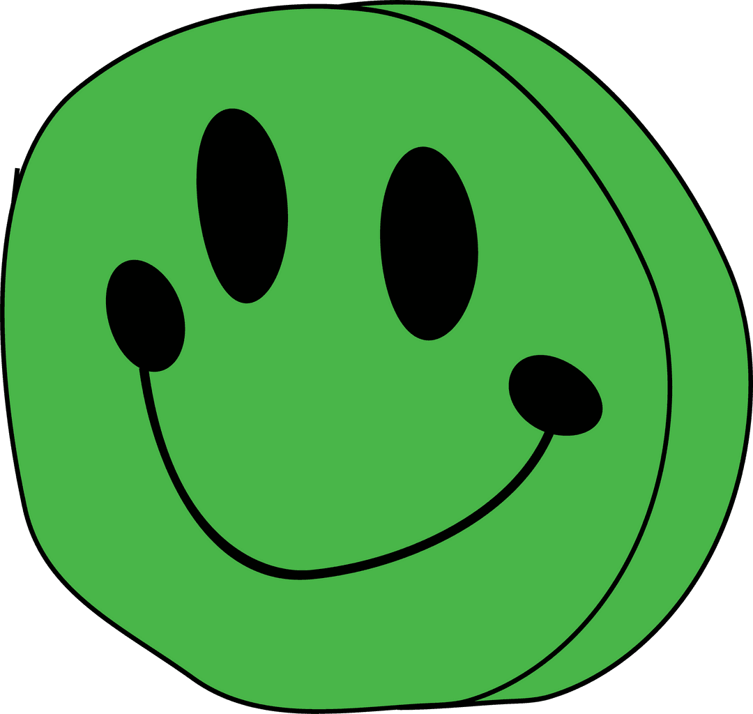 Green Smiling Emoticon on Transparent Background with Playful Design