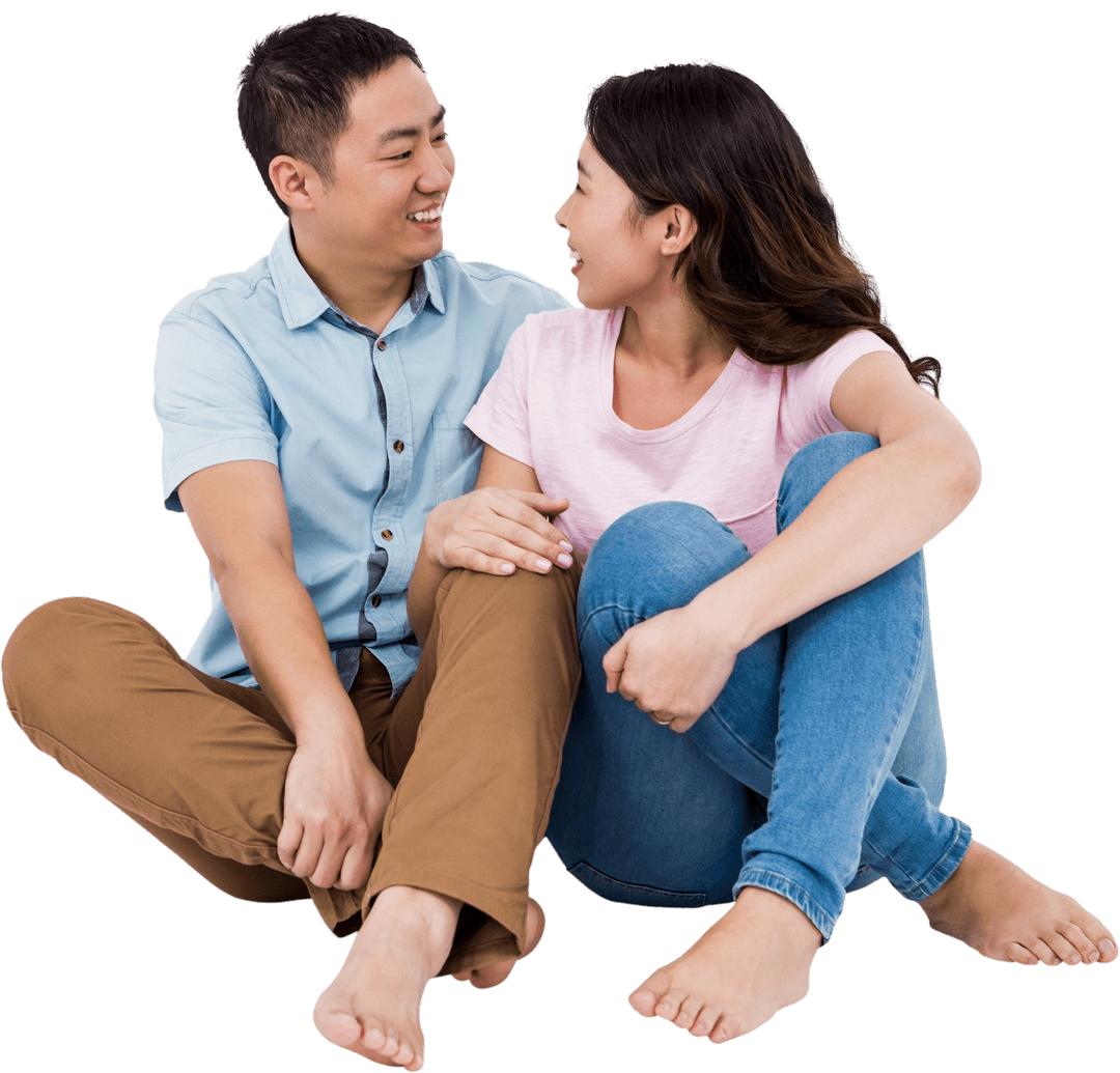 Happy Couple Lounging Together Transparent Background