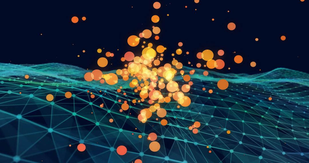 Abstract Light Particles Over Digital Network Grid