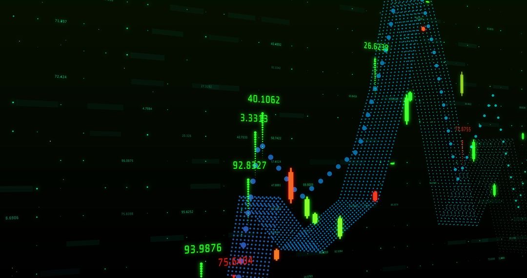 Colorful Digital Stock Market Graph on Grid Background