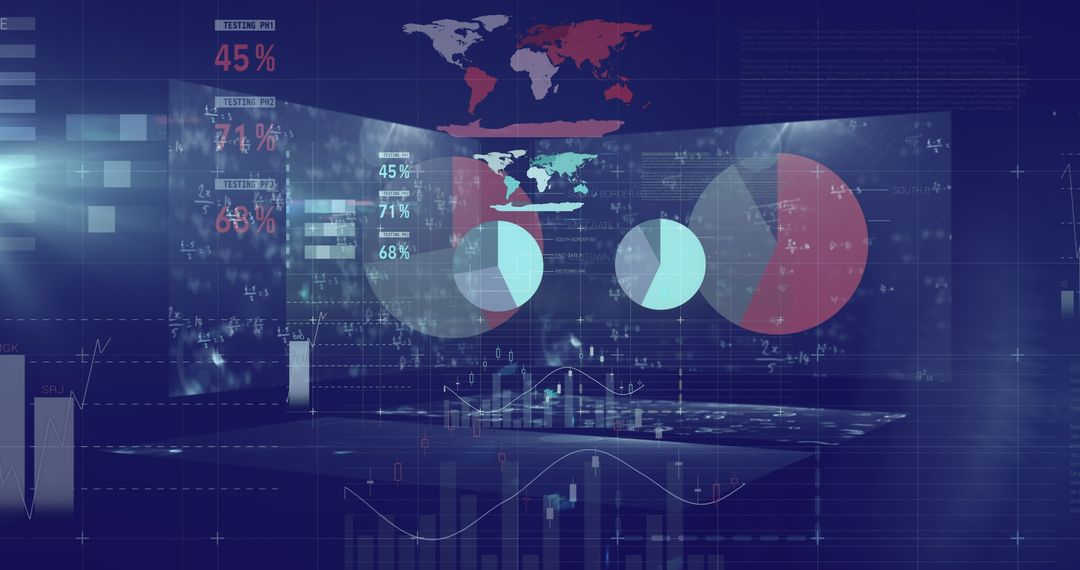 Digital data processing with global business interface background