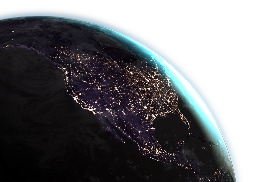 Transparent Globe at Night Showing Illuminated North America - Download Free Stock Images Pikwizard.com