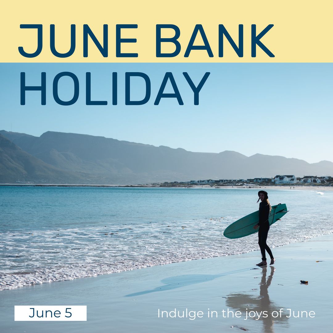 Surfer Enjoying June Bank Holiday at Seaside