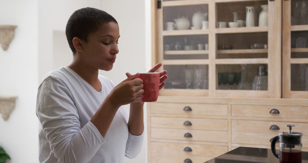 Woman Sipping Morning Coffee at Home in Peaceful Setting - Free Images, Stock Photos and Pictures on Pikwizard.com