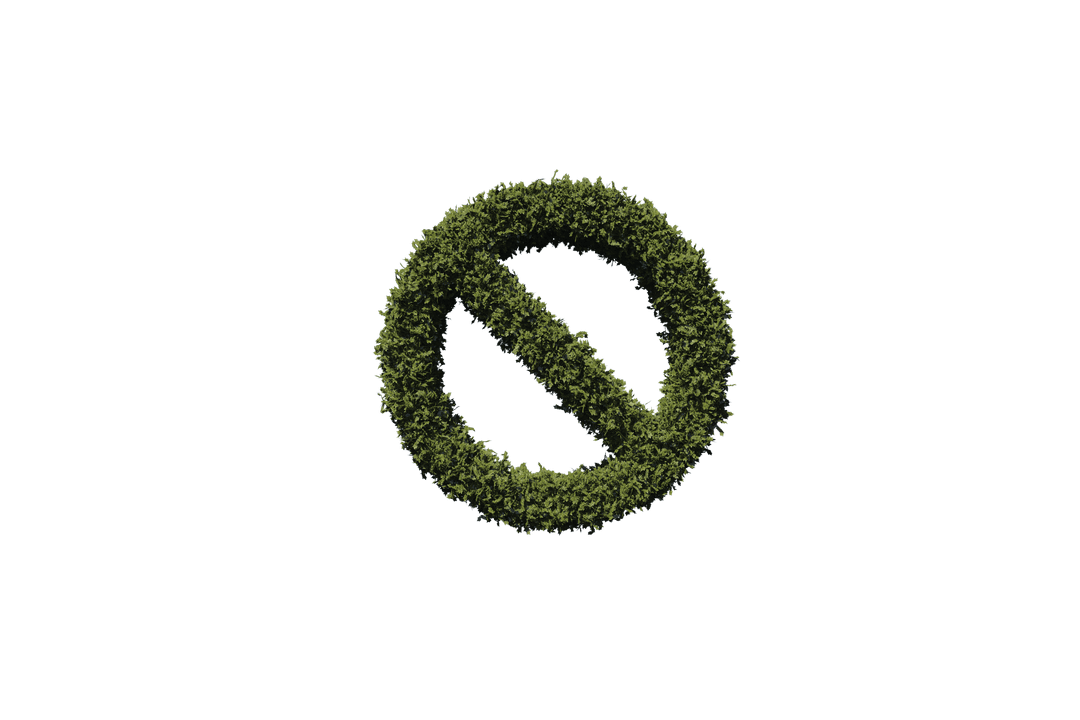 Grass-Covered Negation Symbol on Transparent Background