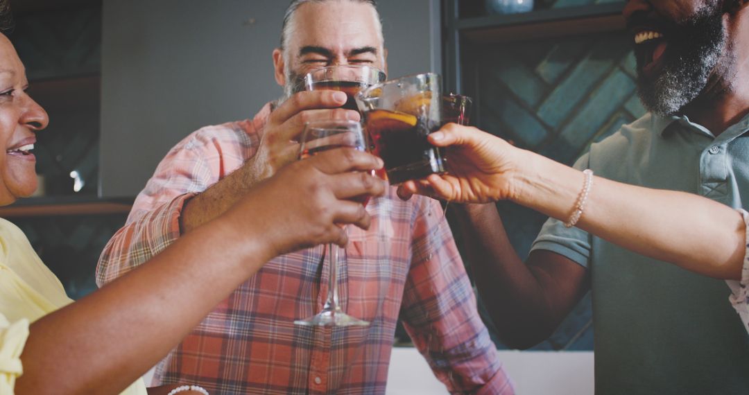 Diverse Senior Friends Toasting and Enjoying Time Together