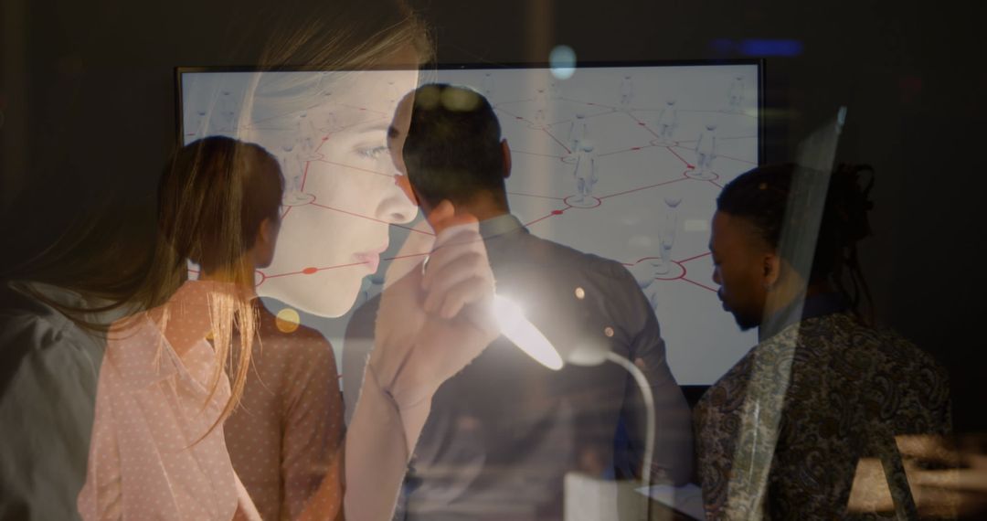 Diverse Team Collaborating Using Technology Interface