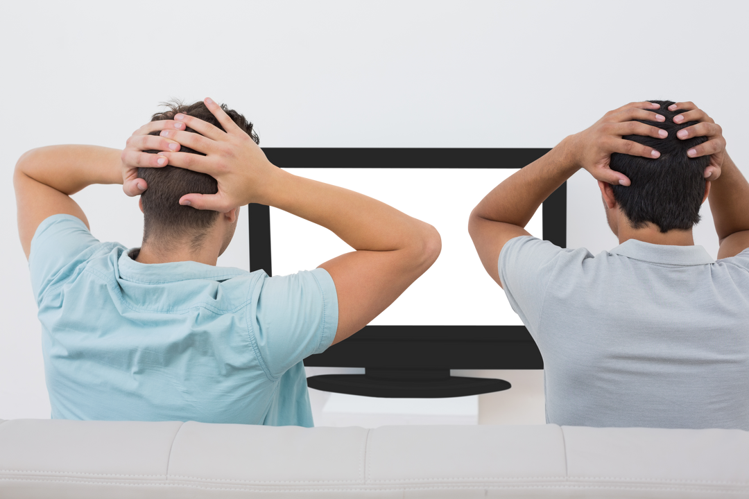 Two Men Watching TV on Sofa with Transparent Background - Download Free Stock Images Pikwizard.com