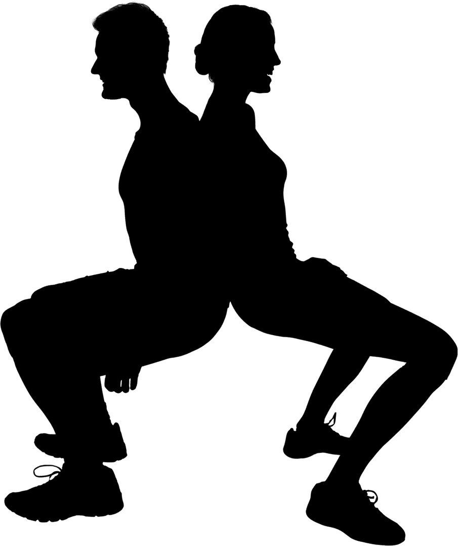 Transparent Silhouette of Couple Exercising