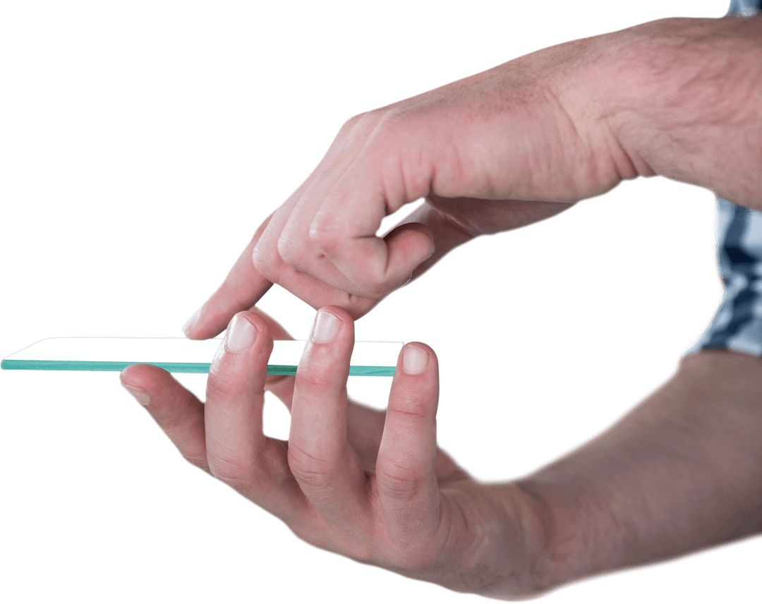 Transparent Hand Operating Futuristic Digital Tablet Interface