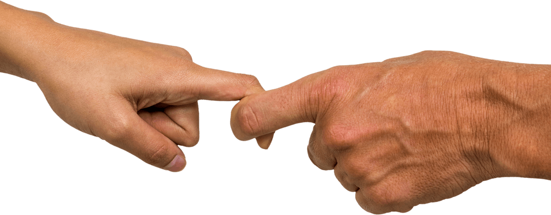 Transparent Hands Touching Fingers Representing Connection and Unity