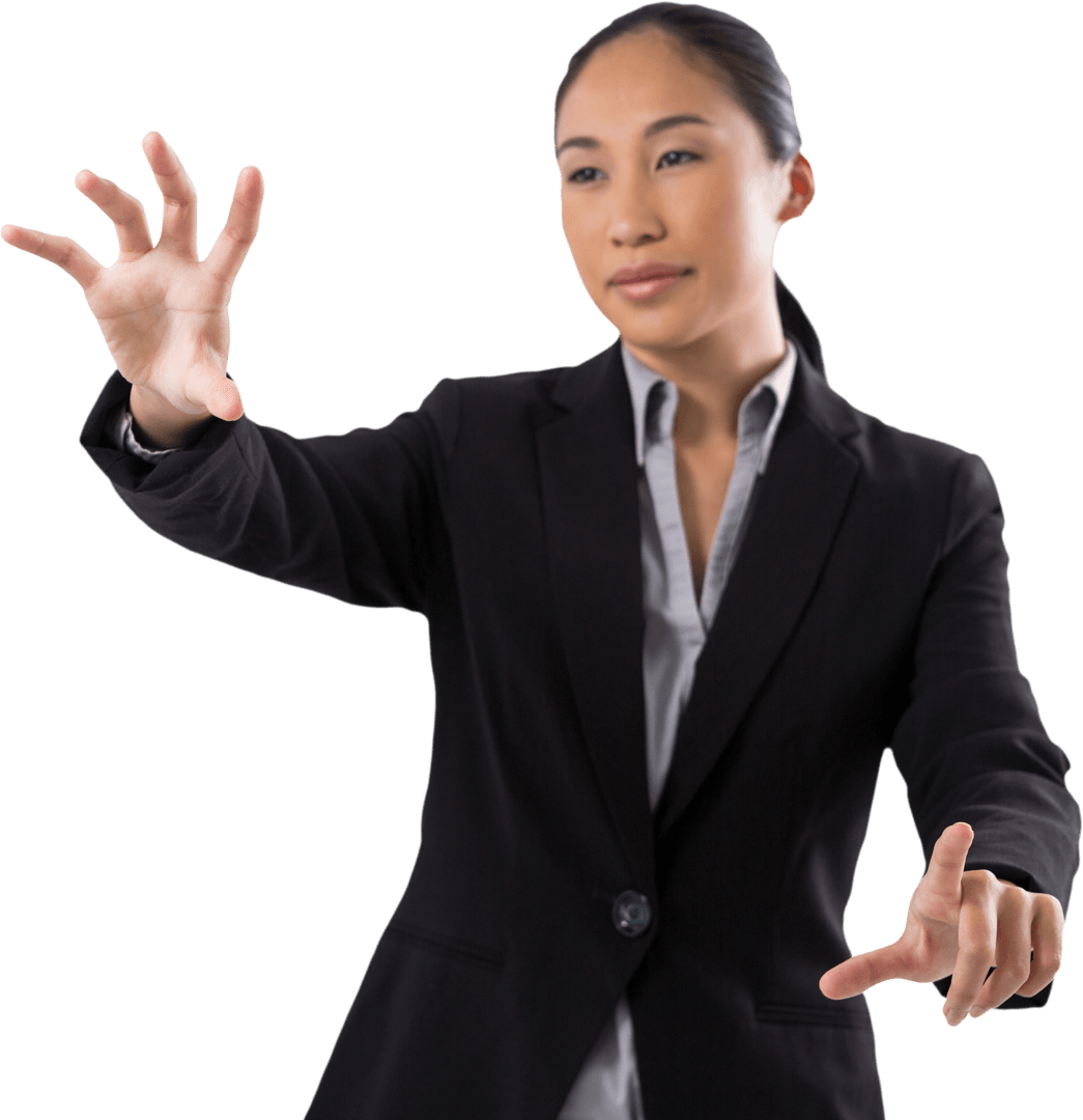 Transparent Businesswoman Engaging with Augmented Reality