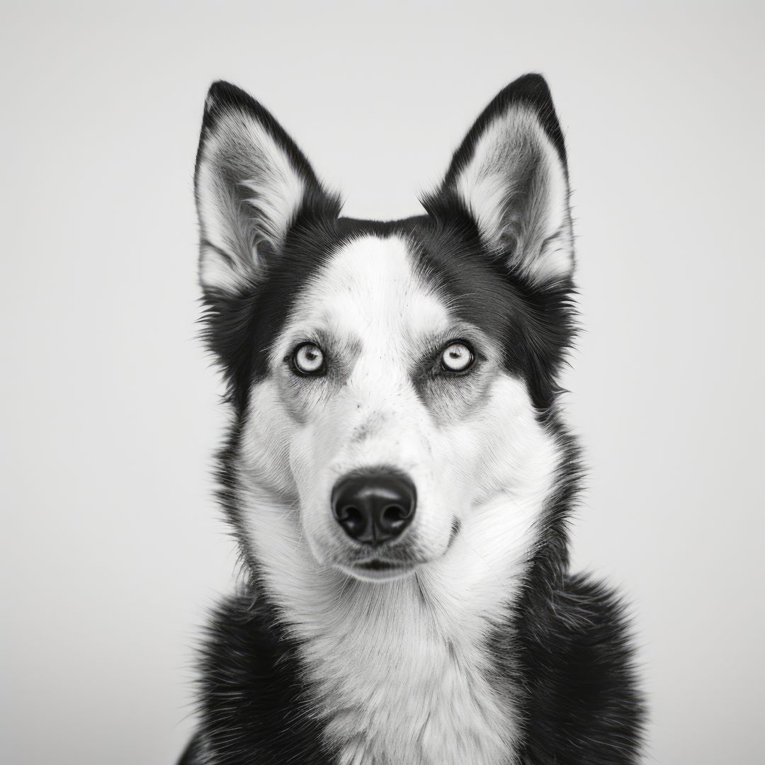Black and White Siberian Husky with Piercing Blue Eyes - Free Images, Stock Photos and Pictures on Pikwizard.com