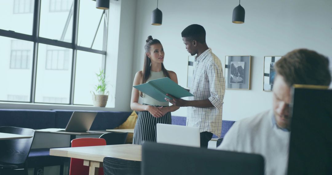 Collaborative Team Discussion in Modern Open Workspace