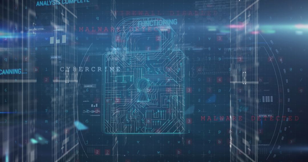 Digital Security Interface with Futuristic Lock Icon