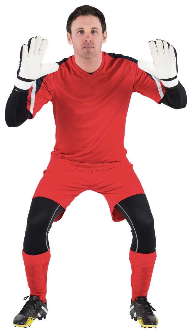 Transparent image of soccer goalkeeper in red uniform ready to catch - Download Free Stock Images Pikwizard.com