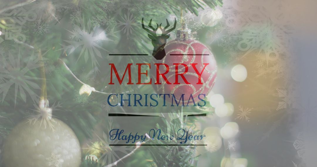 Merry Christmas Text on Festive Tree Background