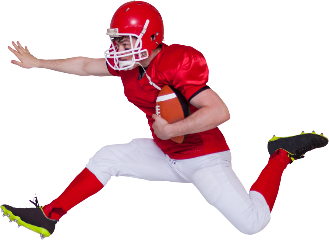 American Football Player in Mid-Air with Ball on Transparent Background - Download Free Stock Images Pikwizard.com