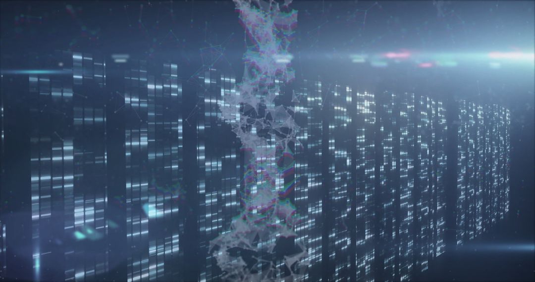 Futuristic Holographic Structure in a Virtual Server Hall