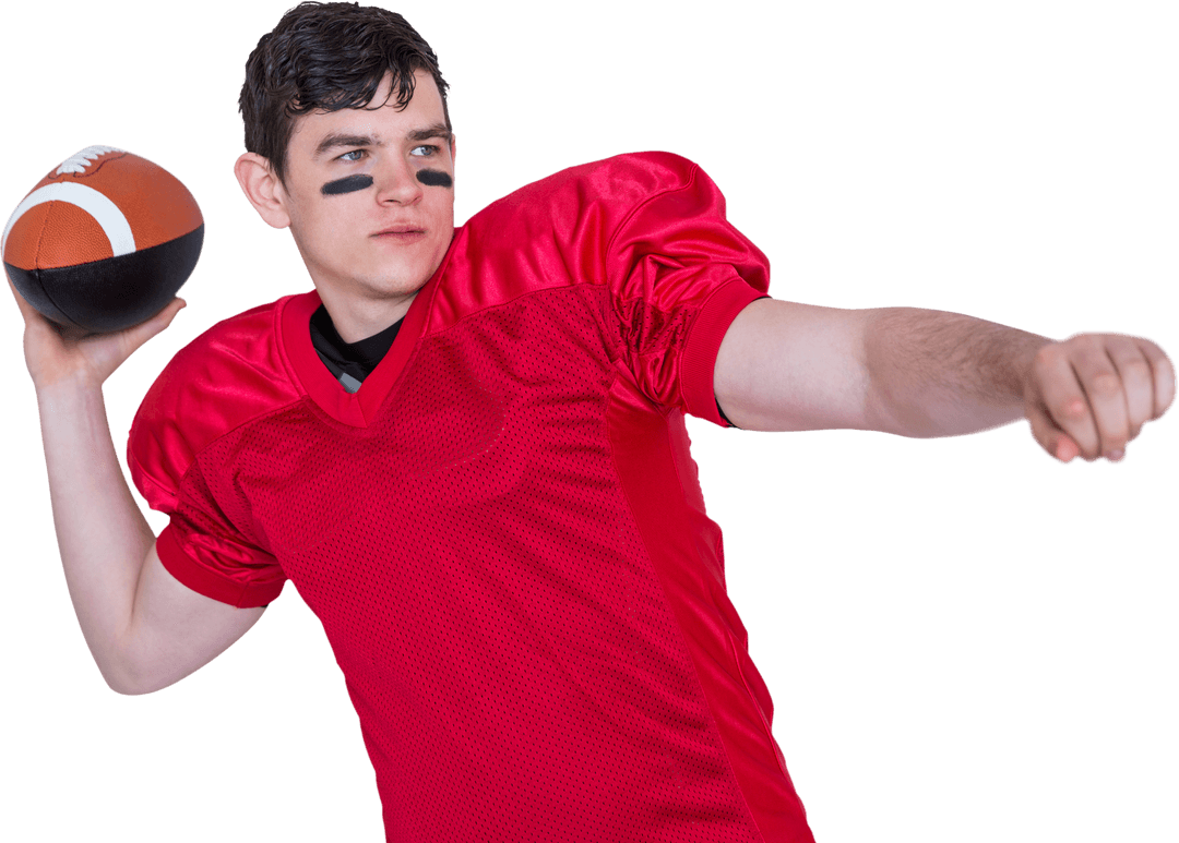 Transparent American Football Player Throwing Pass Action
