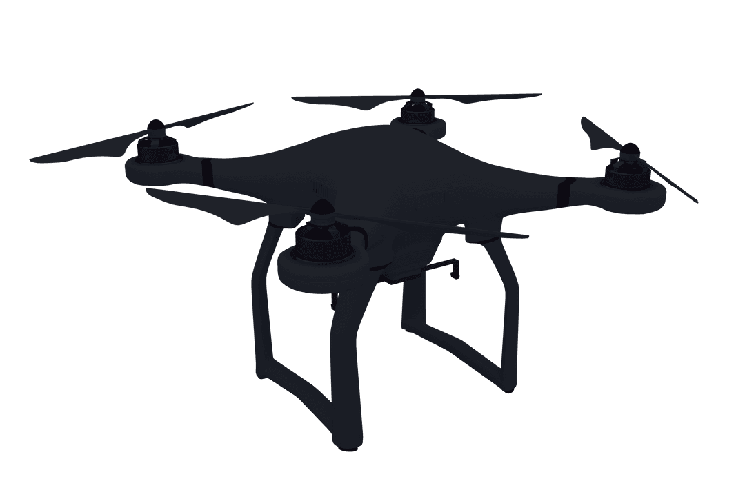 Transparent Black Silhouette Quadcopter with Rotors
