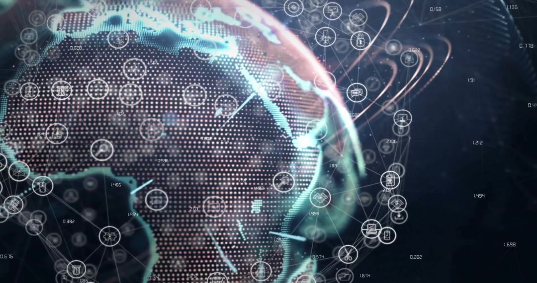 Digital Globe with Networking Technology and Data Icons