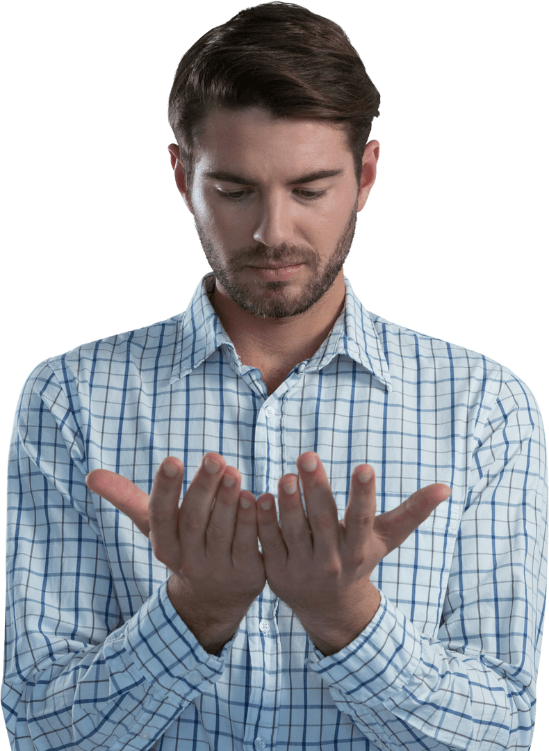 Transparent Man Reading Invisible Book Gesture