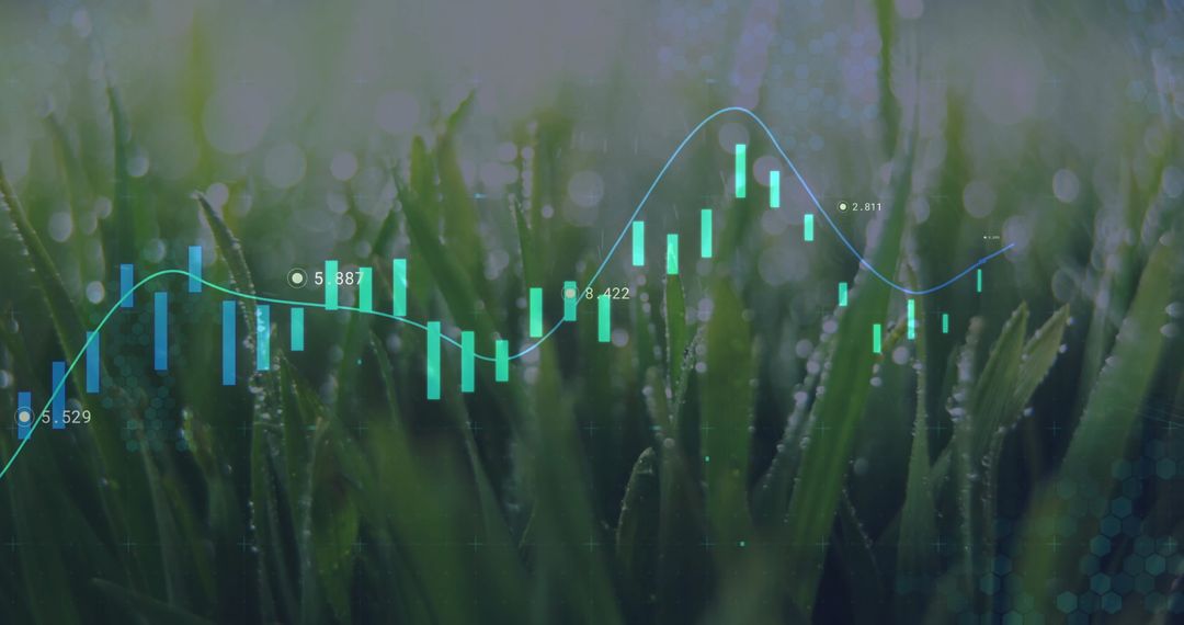 Nature Finance Fusion with Grass and Candlestick Graphs