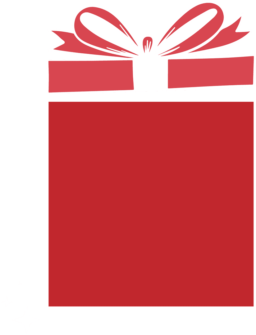 Transparent Gift Box Design Featuring Red Box with Decorative Bow