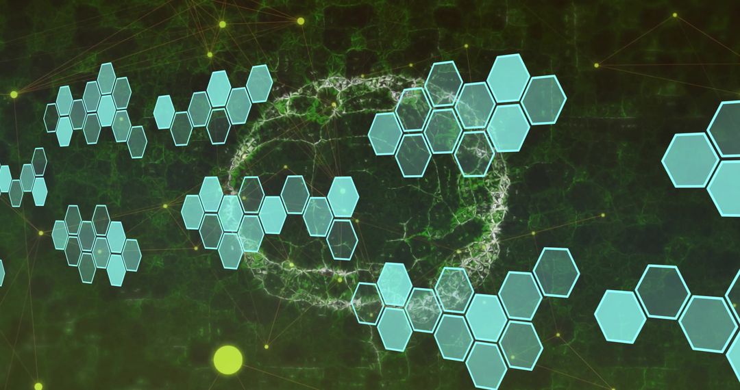 Futuristic Brain Network with Hexagonal Elements Design
