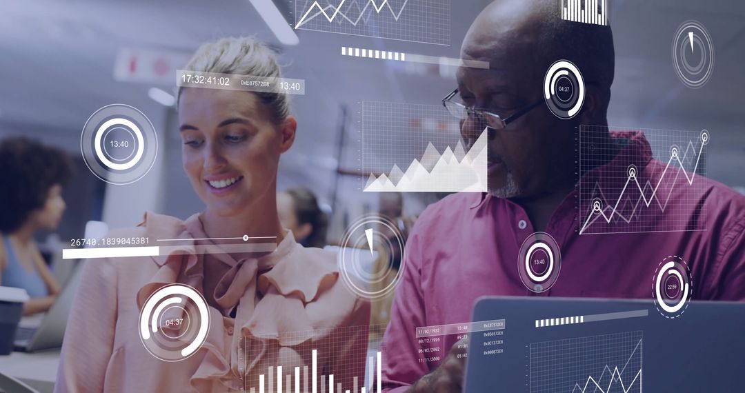 Professionals Analyzing Data with Digital Charts in Office Setting